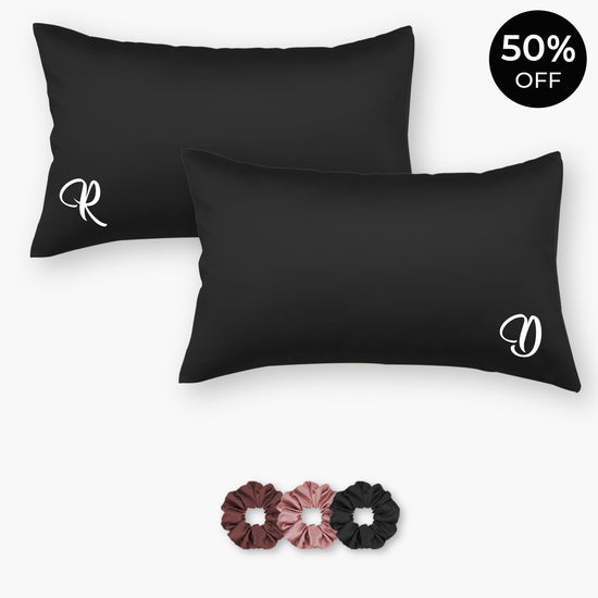 Personalized Satin Pillowcases - Pack of 2 (With 3 free scrunchies)