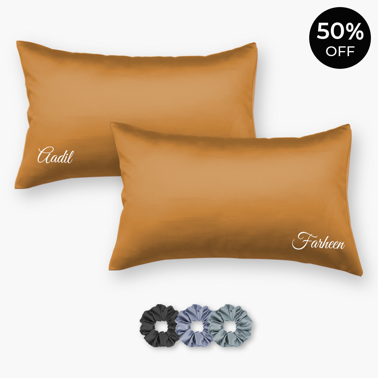 Personalized Satin Pillowcases - Pack of 2 (With 3 free scrunchies)