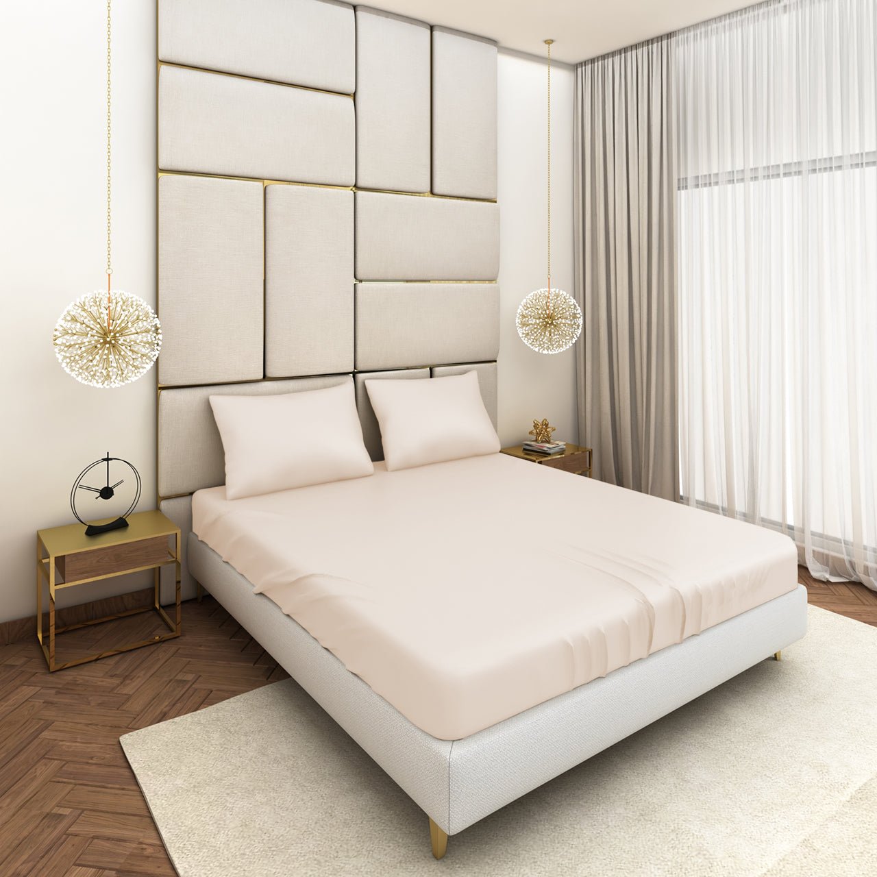 Cream Satin Bedsheet Set - Seevo.in