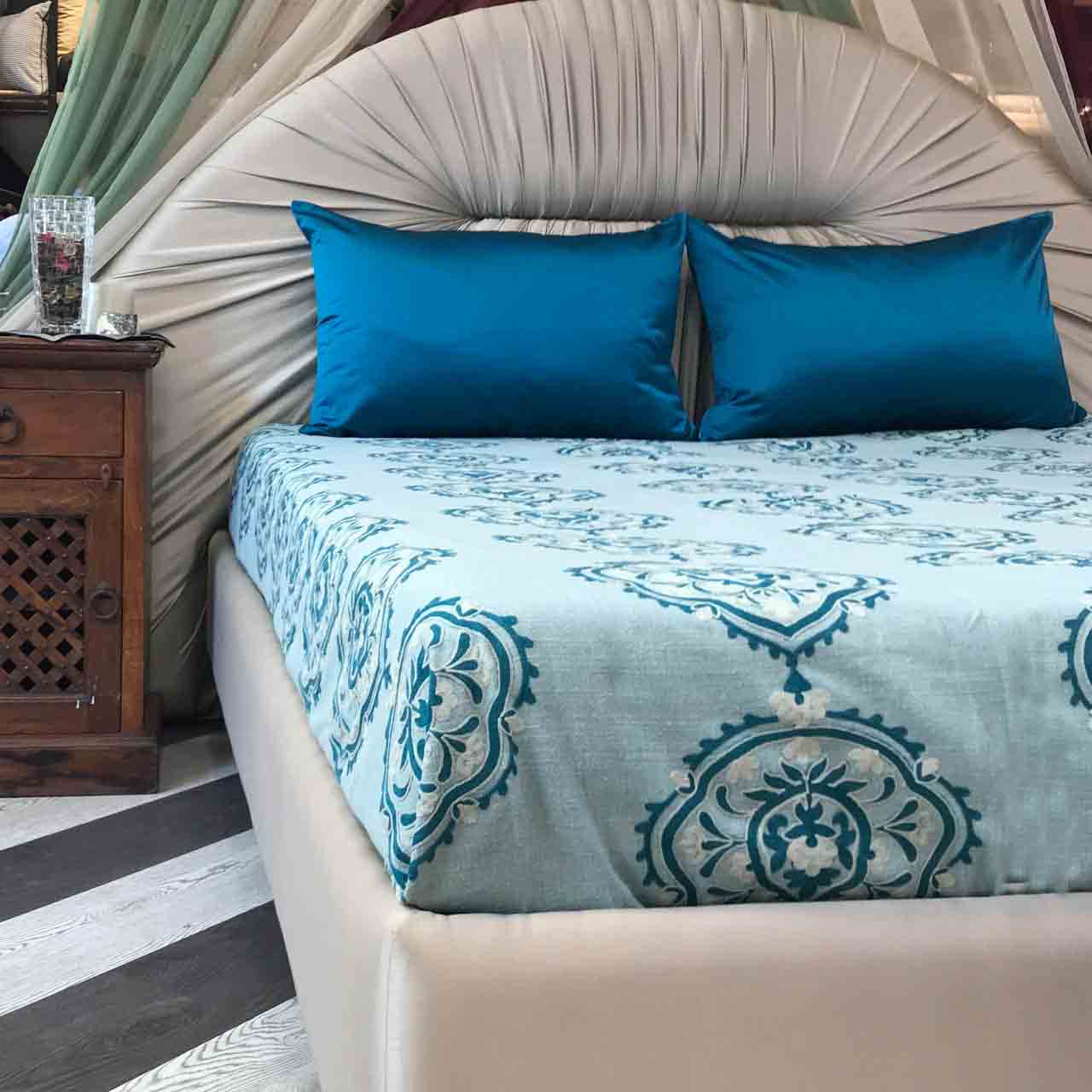 Blue Linen  Bedspread