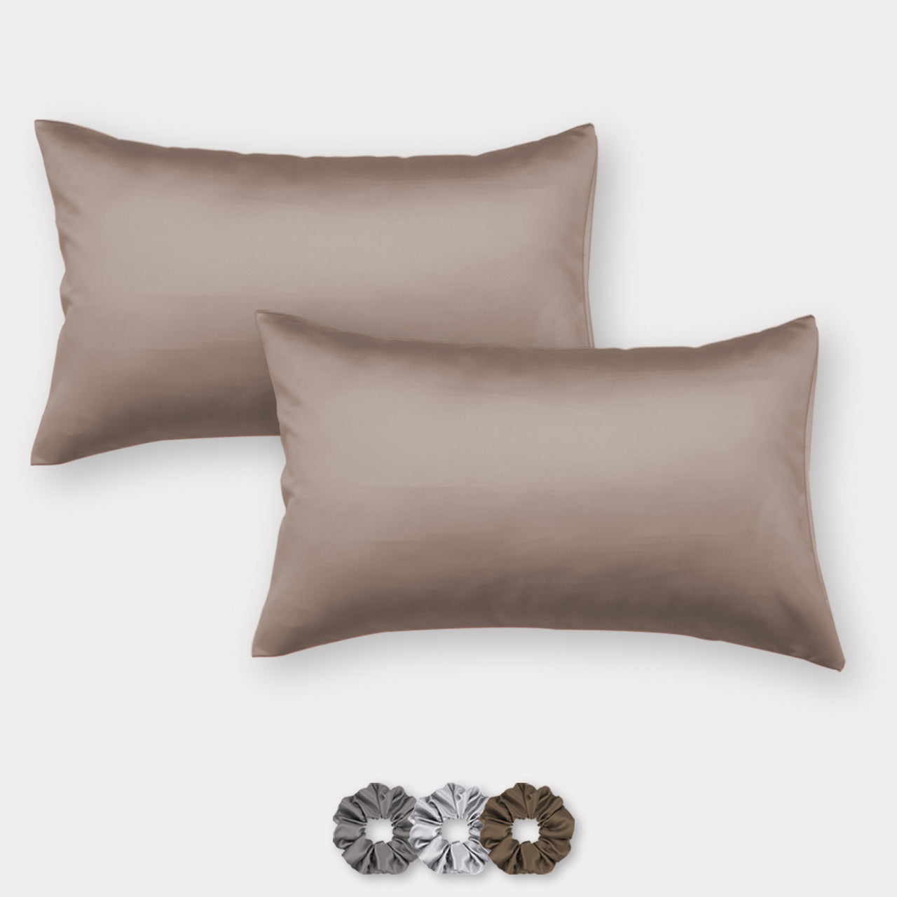 Satin Pillow Covers - Set of 2 (With 3 Free Scrunchies)