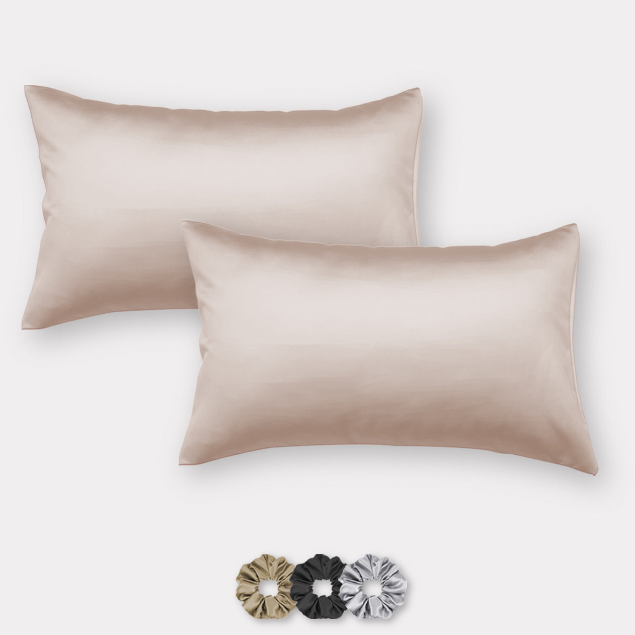 Satin Pillow Covers - Set of 2 (With 3 Free Scrunchies)