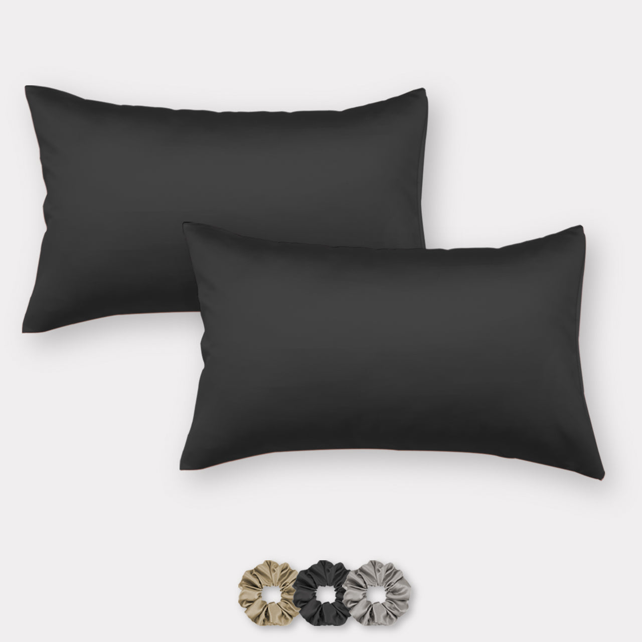 Satin Pillow Covers - Set of 2 (With 3 Free Scrunchies)