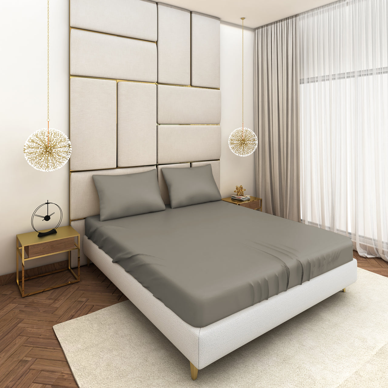 Grey Satin Bedsheet Set