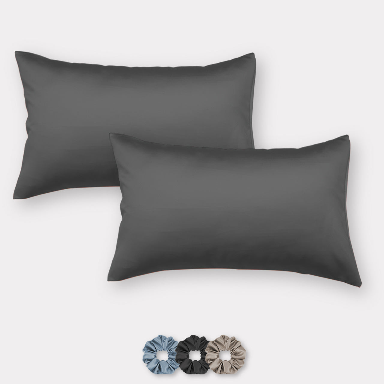 Satin Pillow Covers - Set of 2 (With 3 Free Scrunchies)
