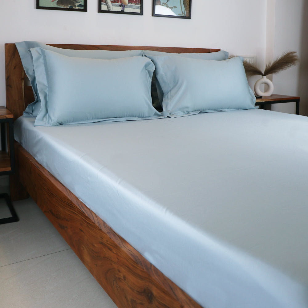 400 TC Cotton Bedsheet Set (Sky Blue)