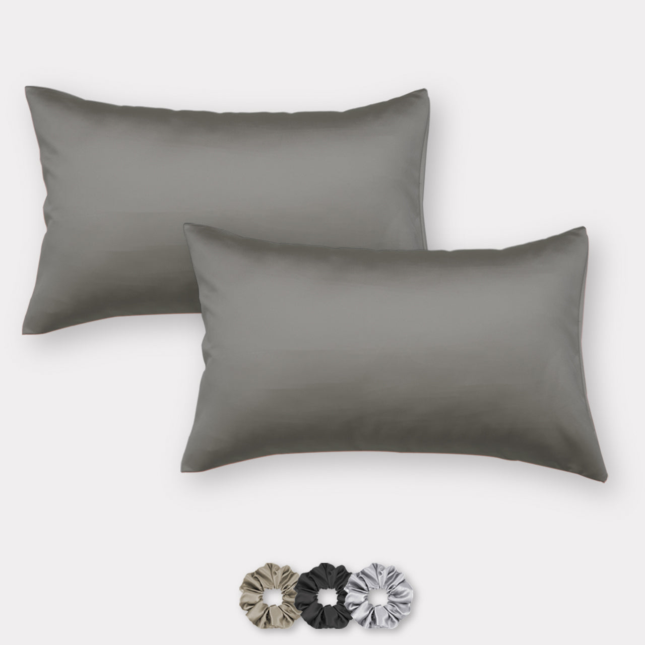 Satin Pillow Covers - Set of 2 (With 3 Free Scrunchies)