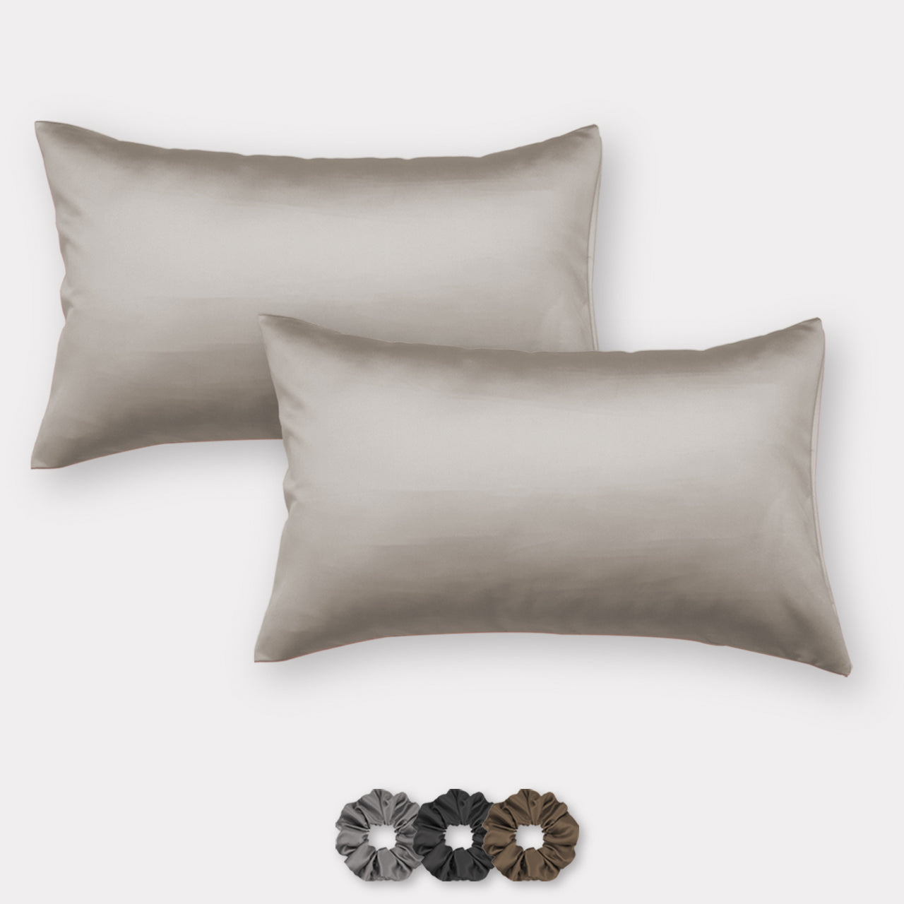 Satin Pillow Covers - Set of 2 (With 3 Free Scrunchies)