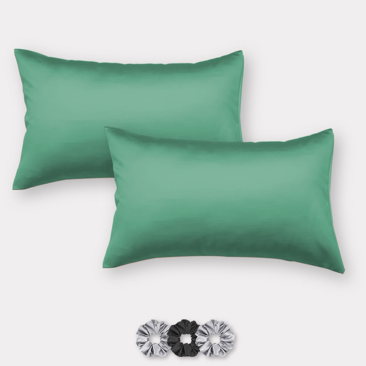 Satin Pillow Covers - Set of 2 (With 3 Free Scrunchies)