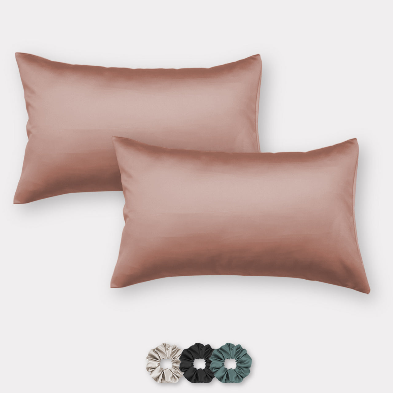 Wine Satin Pillow Covers - Set of 2 (With 3 Free Scrunchies)