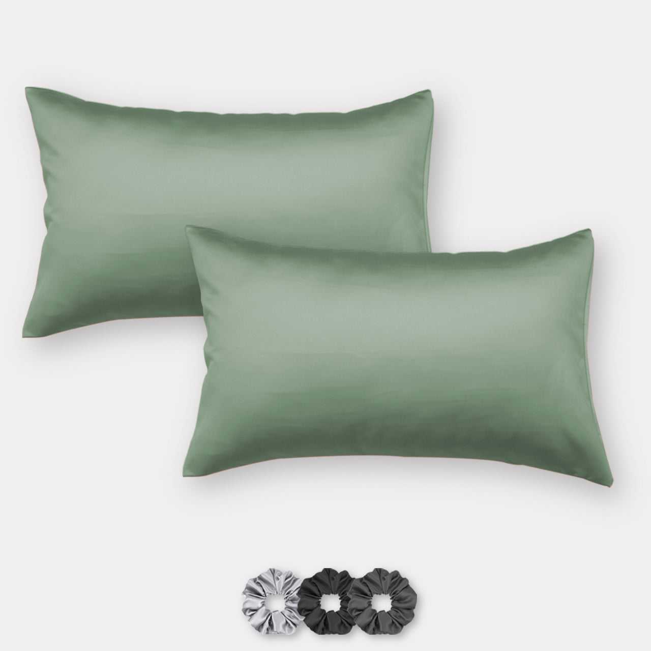 Satin Pillow Covers - Set of 2 (With 3 Free Scrunchies)