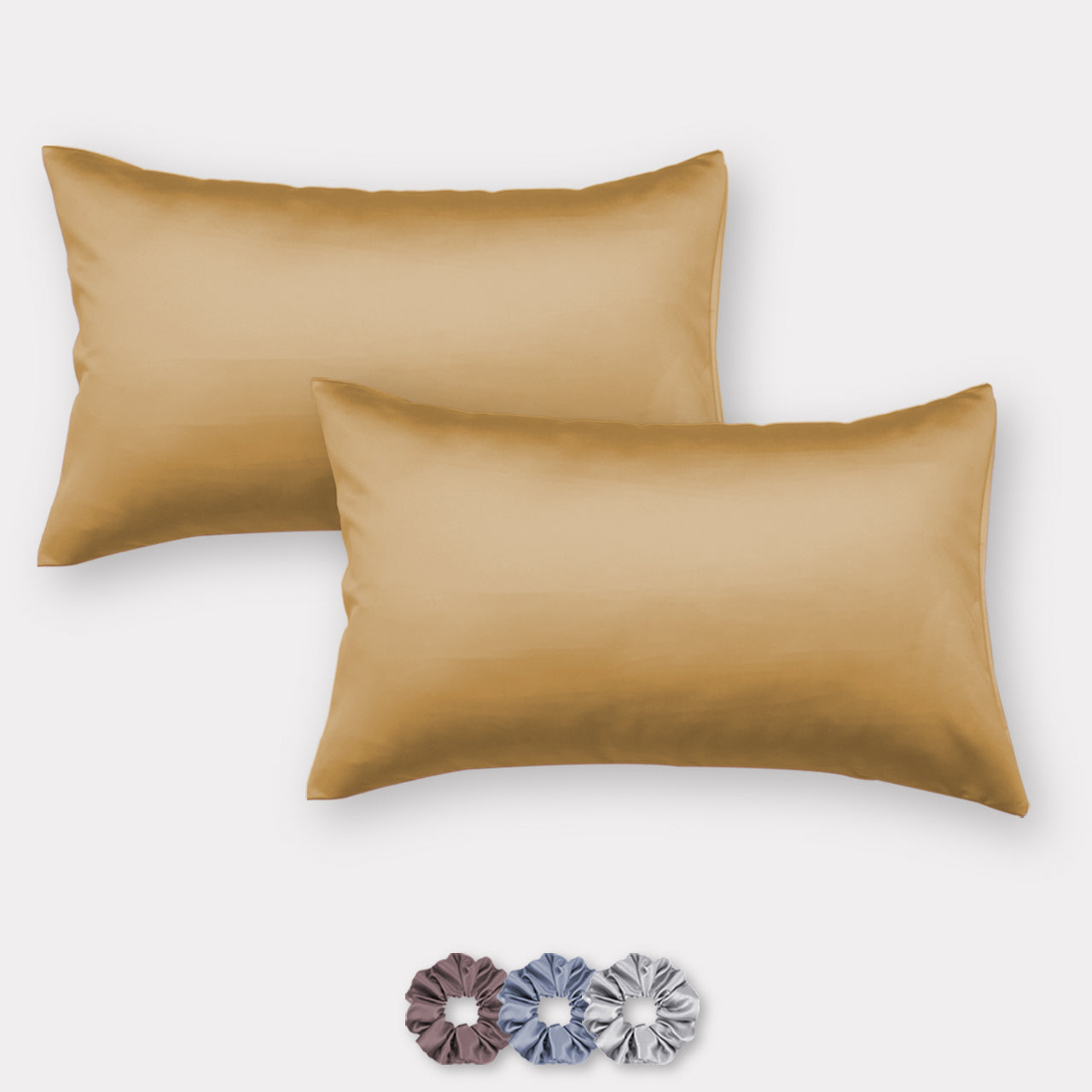 Satin Pillow Covers - Set of 2 (With 3 Free Scrunchies)