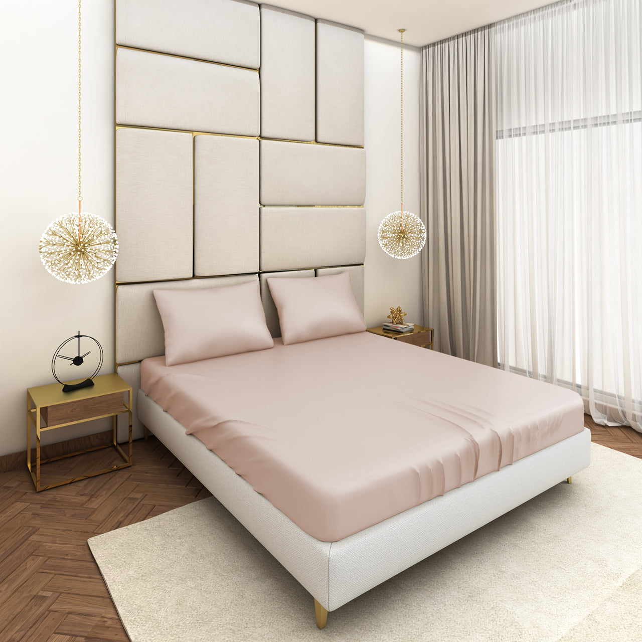 Peach Satin Bedsheet Set