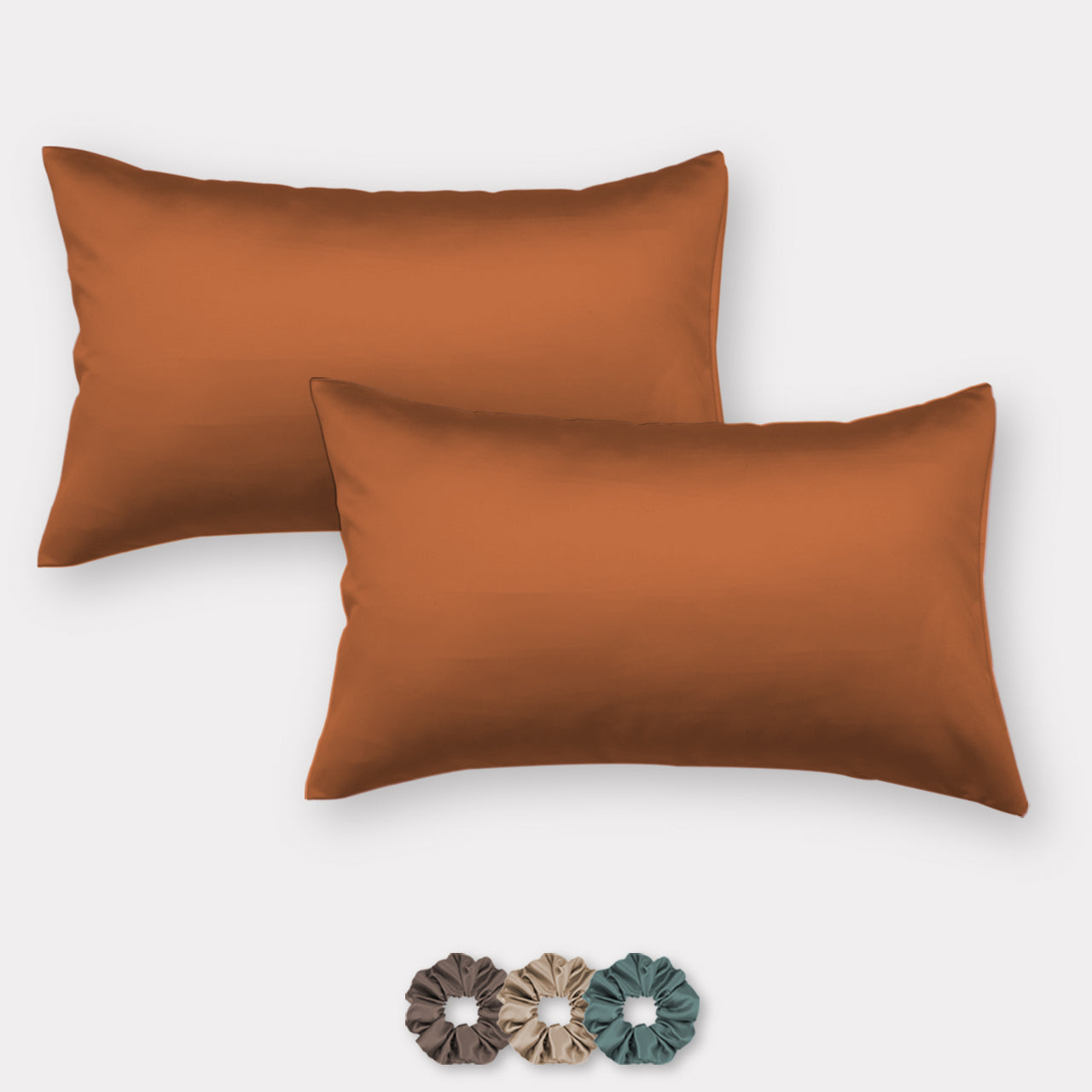 Satin Pillow Covers - Set of 2 (With 3 Free Scrunchies)
