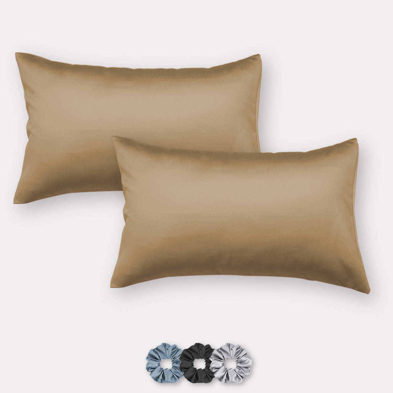 Satin Pillow Covers - Set of 2 (With 3 Free Scrunchies)