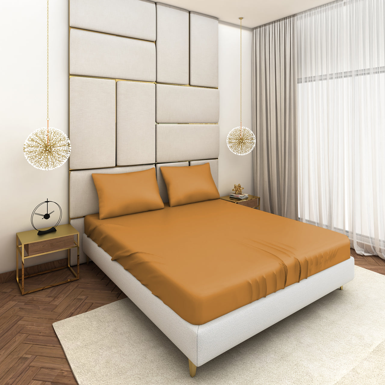 Mustard Satin Bedsheet Set