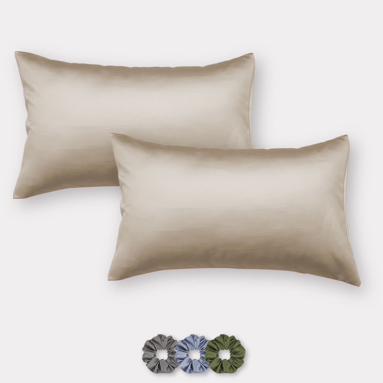 Satin Pillow Covers - Set of 2 (With 3 Free Scrunchies)