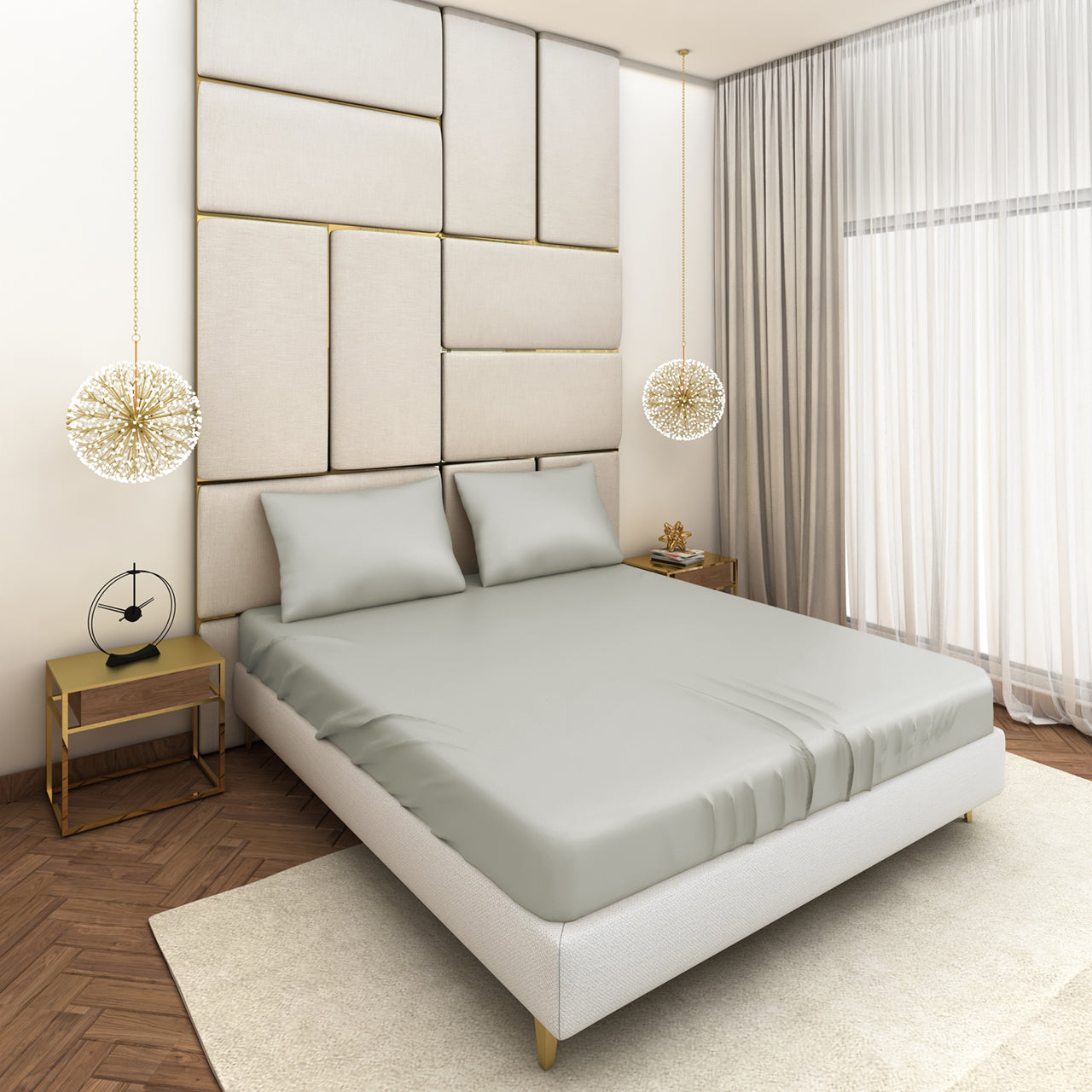 Light Grey Satin Bedsheet Set