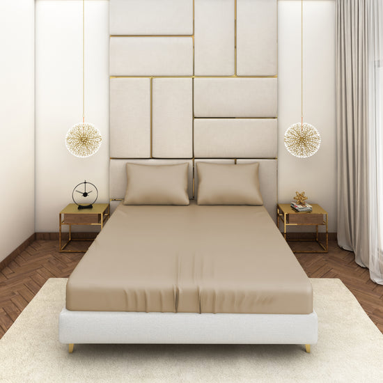 Beige Satin Bedsheet Set