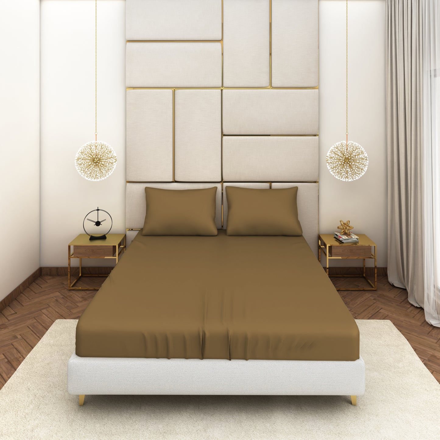 Olive Green Satin Bedsheet Set