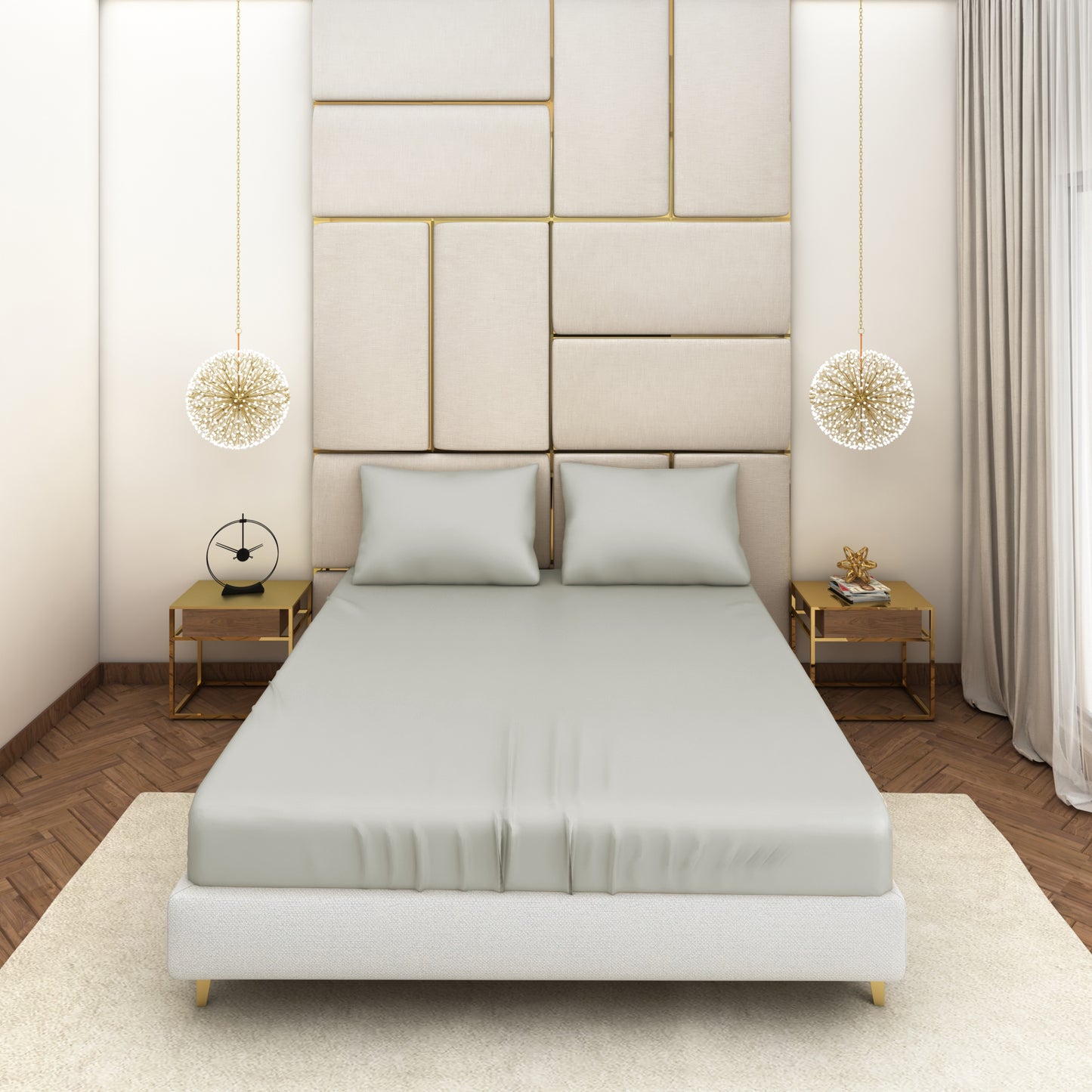 Light Grey Satin Bedsheet Set
