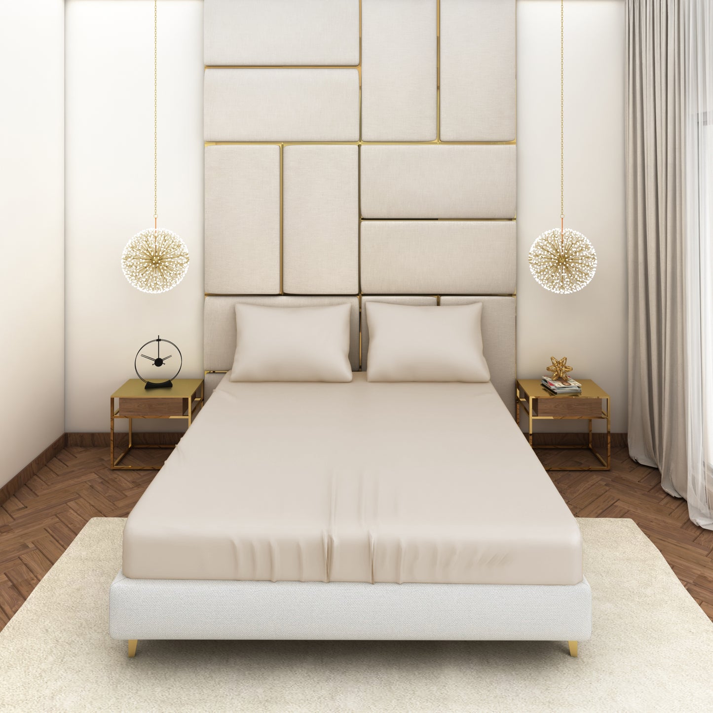 Cream Satin Bedsheet Set