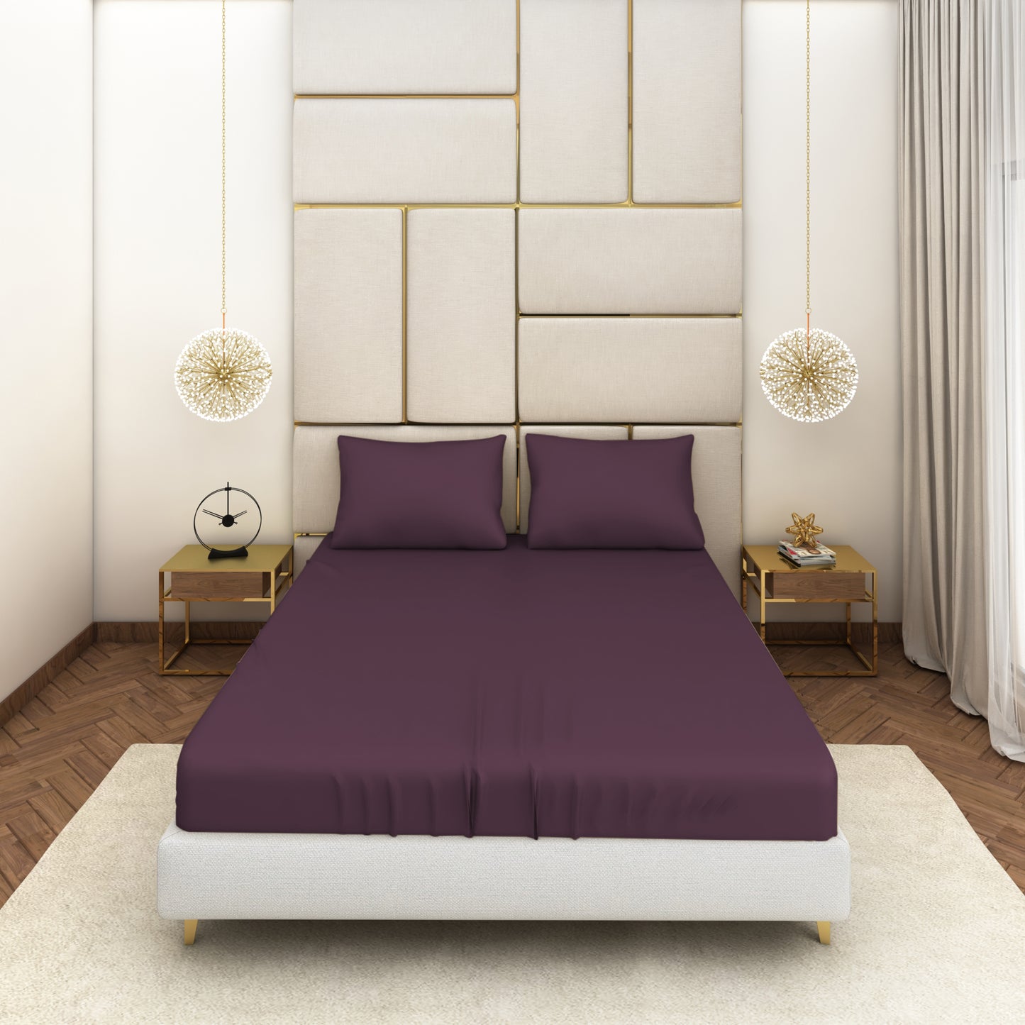 Dark Purple Satin Bedsheet Set