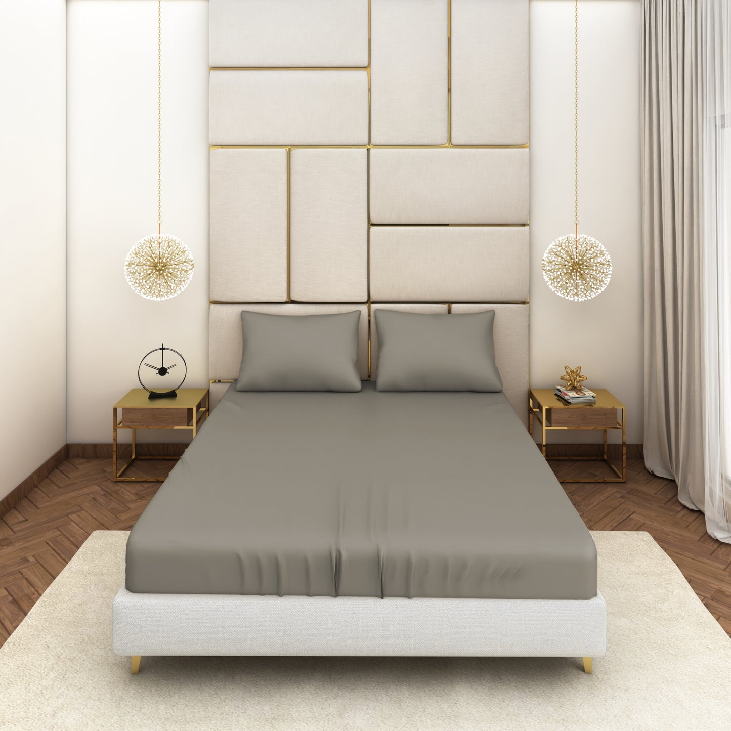 Grey Satin Bedsheet Set