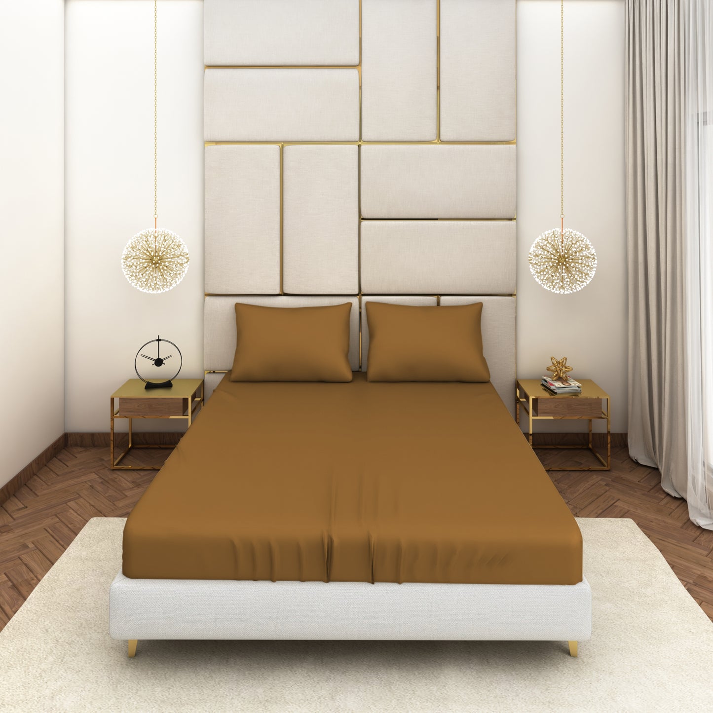 Antique Gold Satin Bedsheet Set