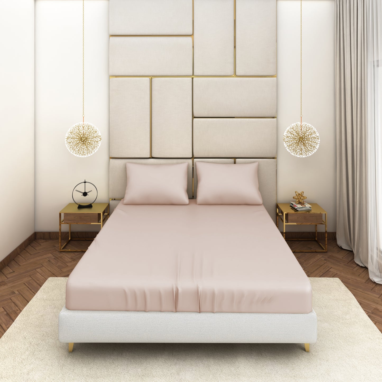 Peach Satin Bedsheet Set