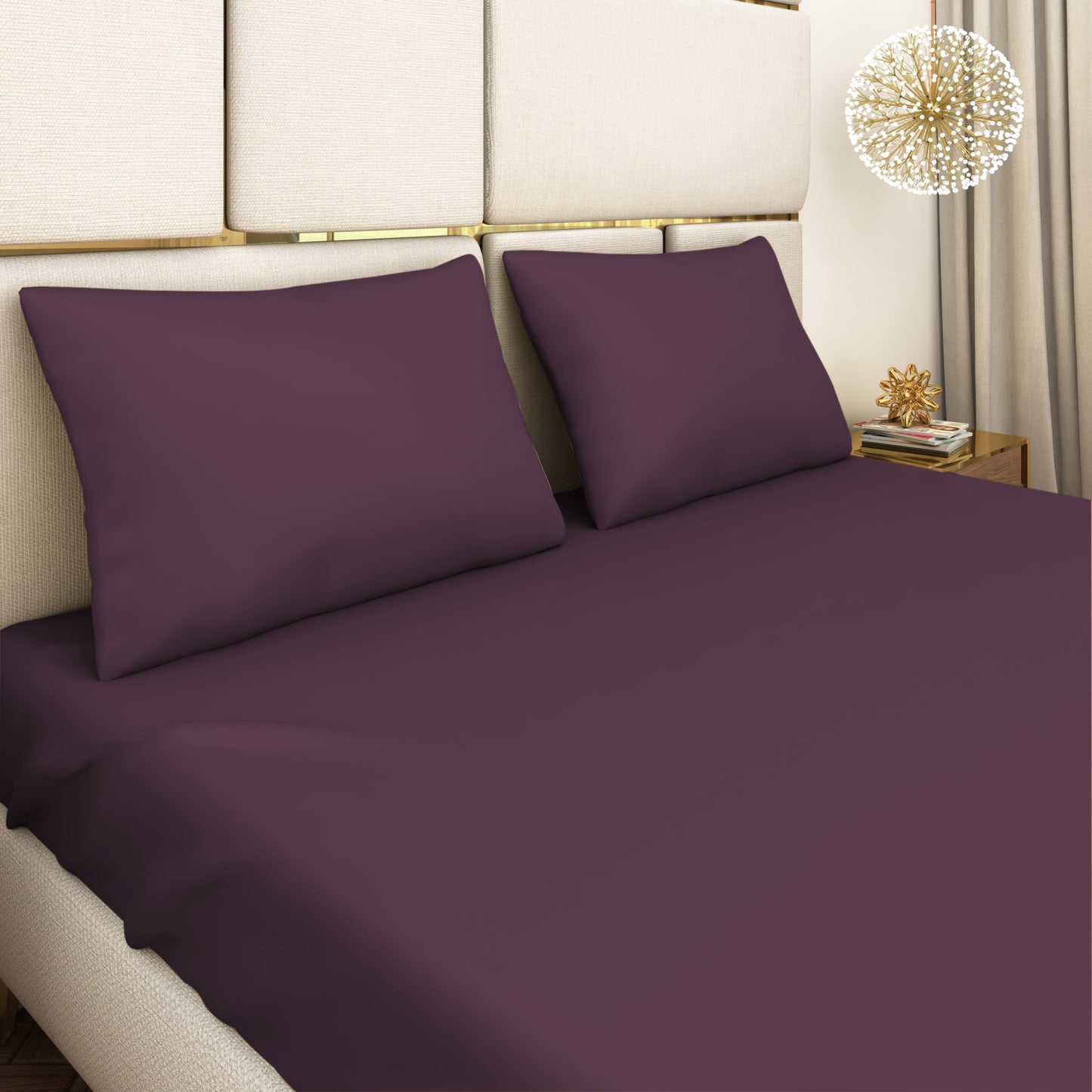 Dark Purple Satin Bedsheet Set