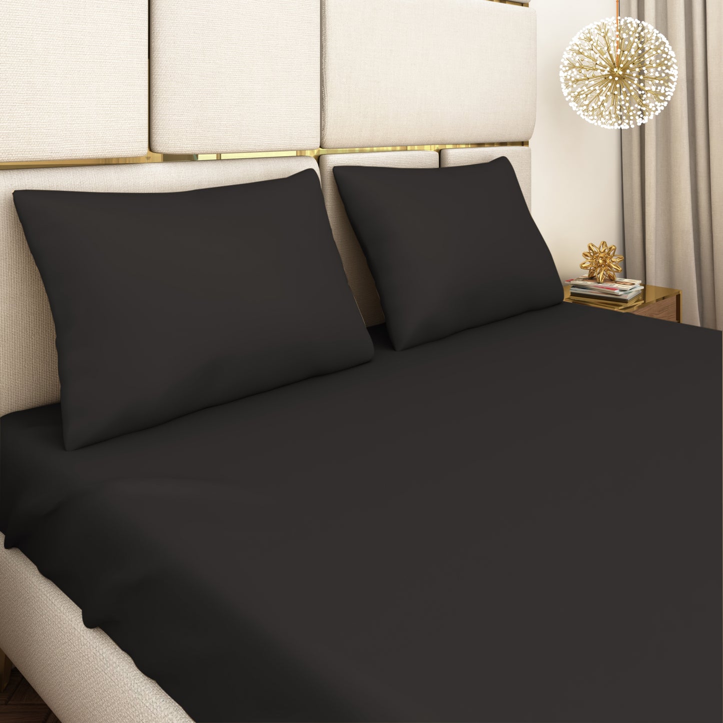 Black Satin Bedsheet Set