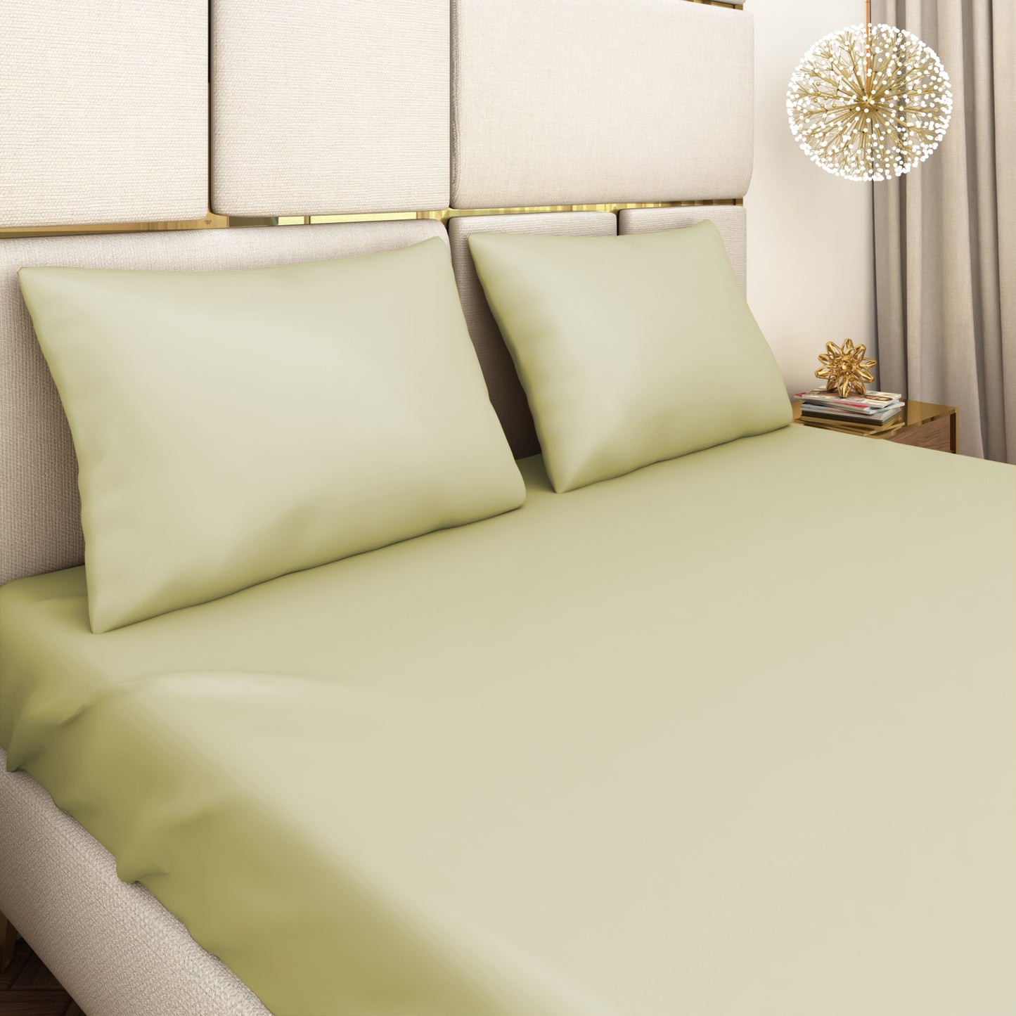 Pista Green Satin Bedsheet Set