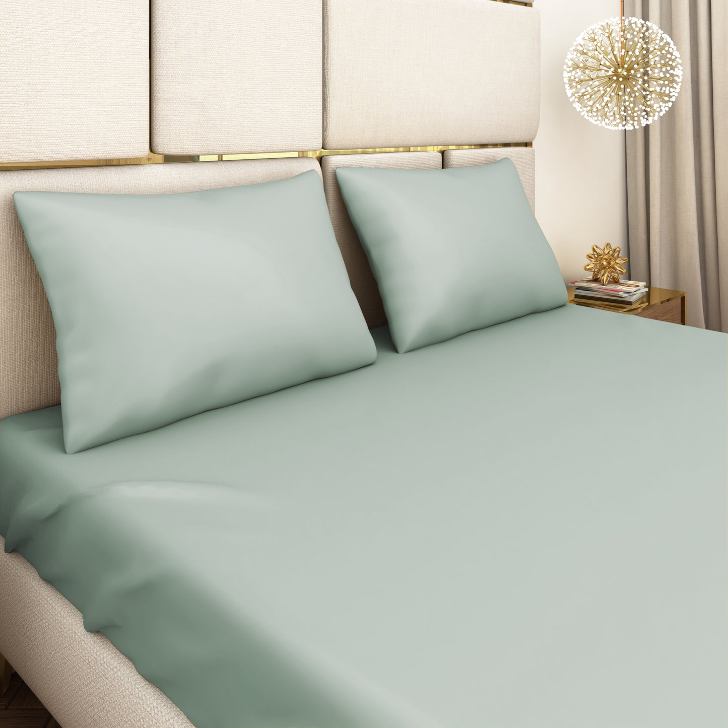 Light Blue Satin Bedsheet Set