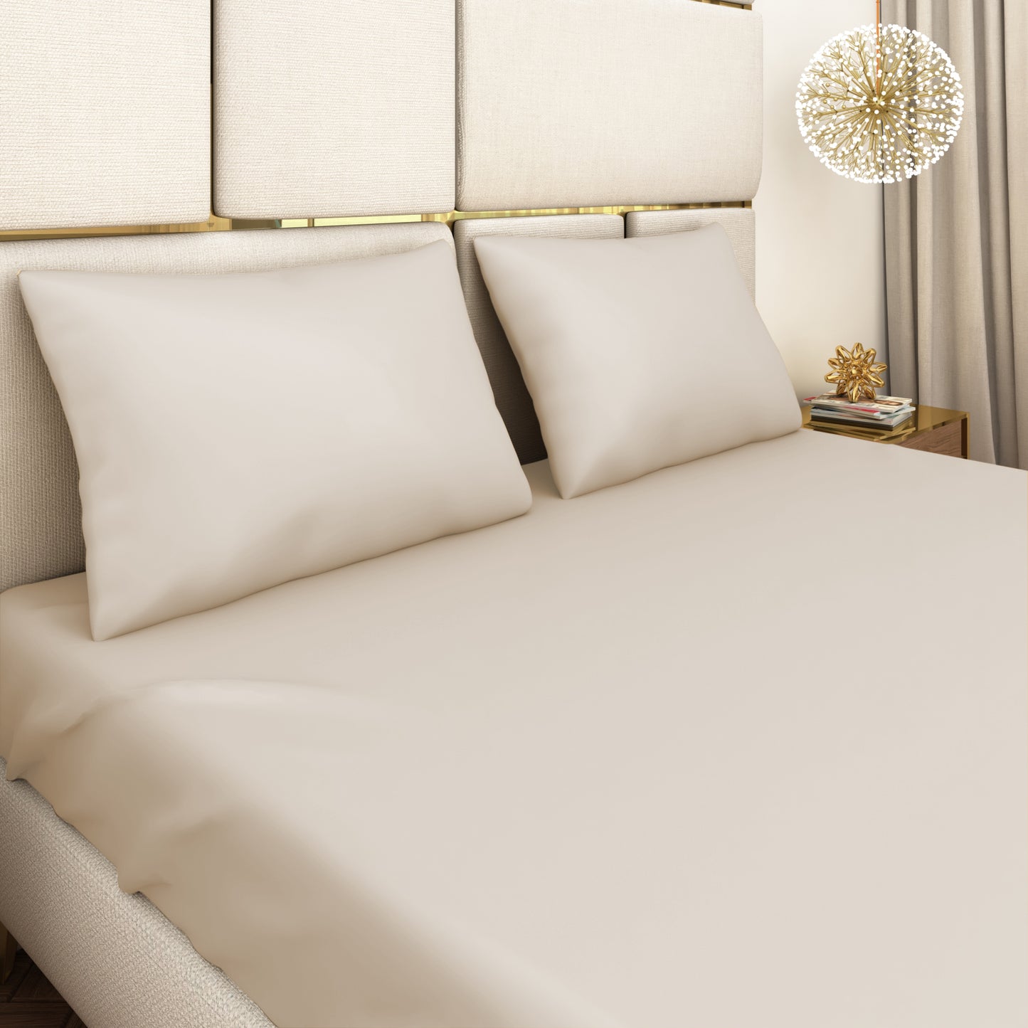 Cream Satin Bedsheet Set