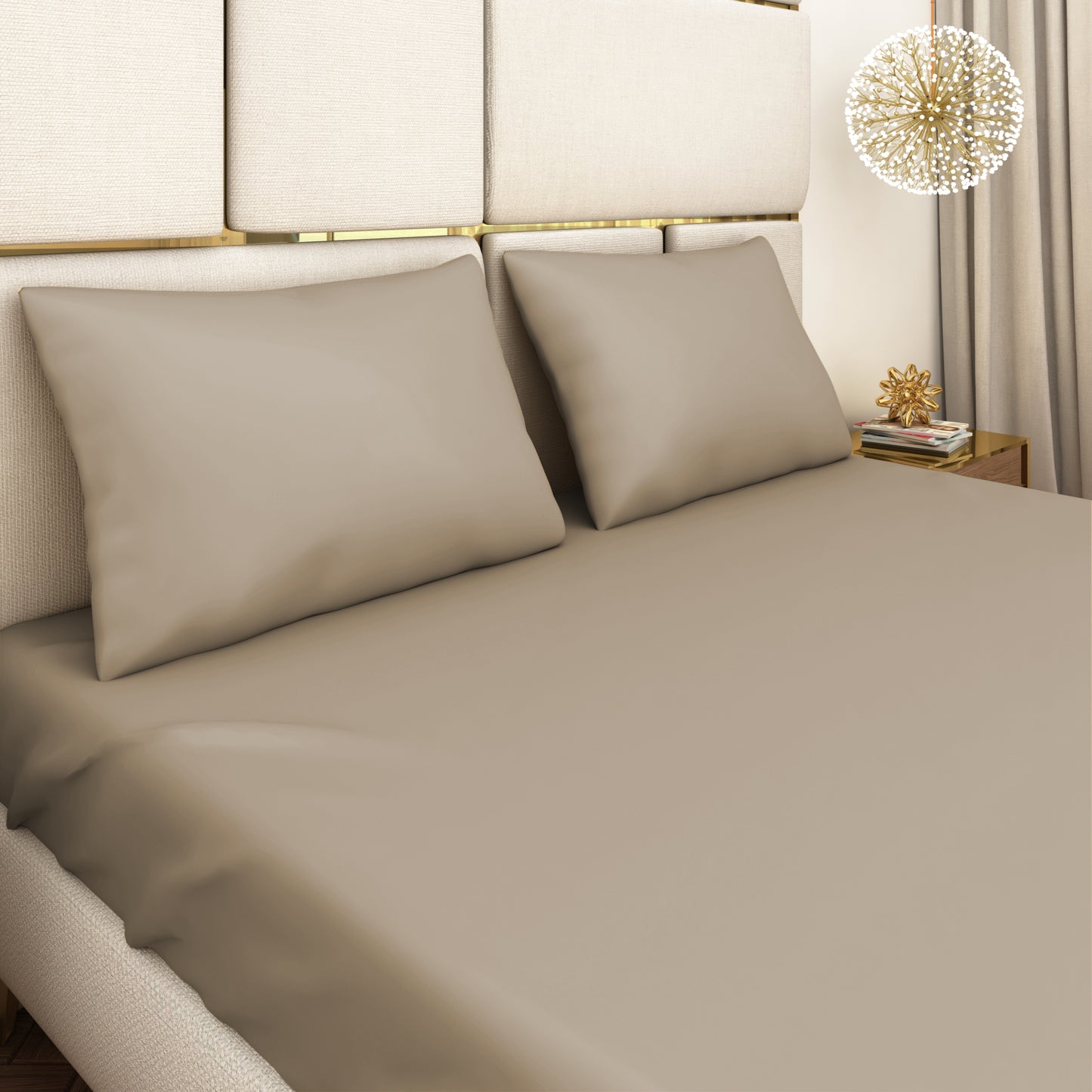 Beige Satin Bedsheet Set