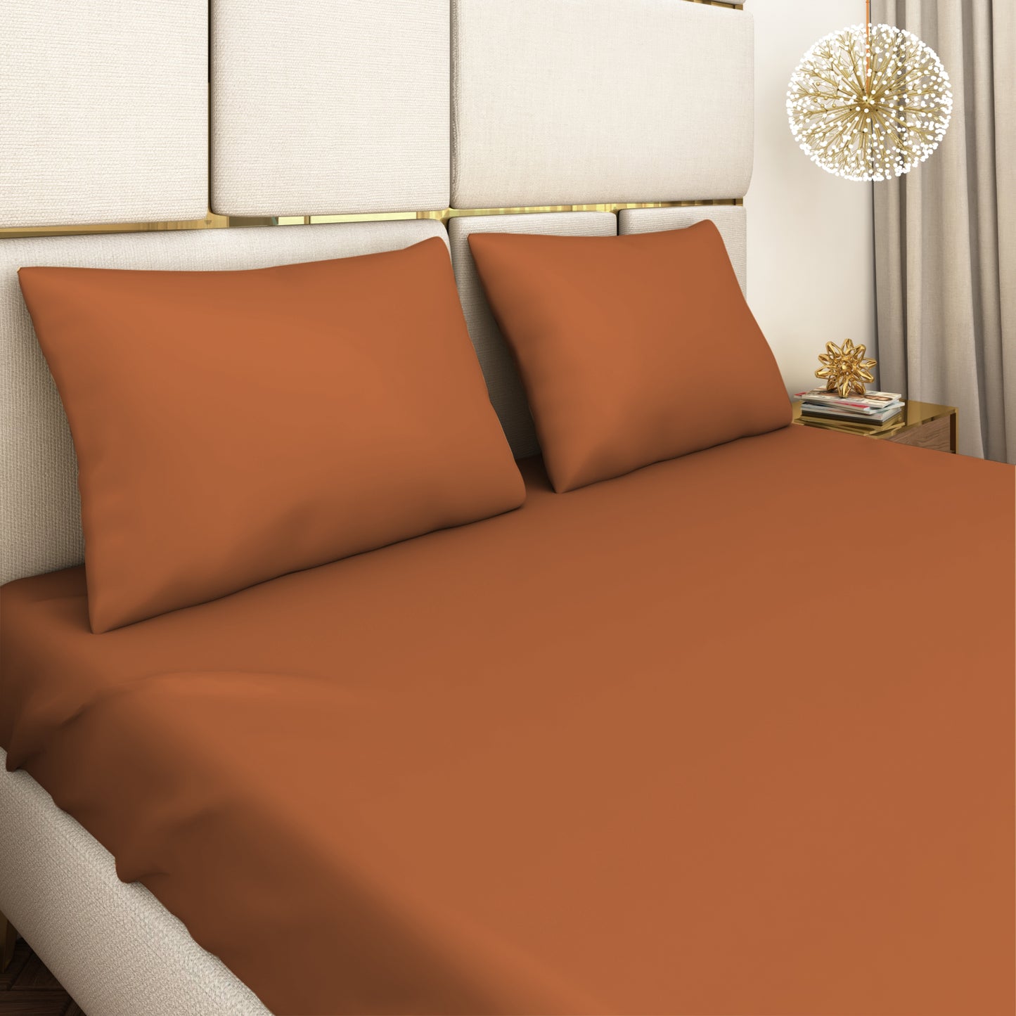 Rust Satin Bedsheet Set