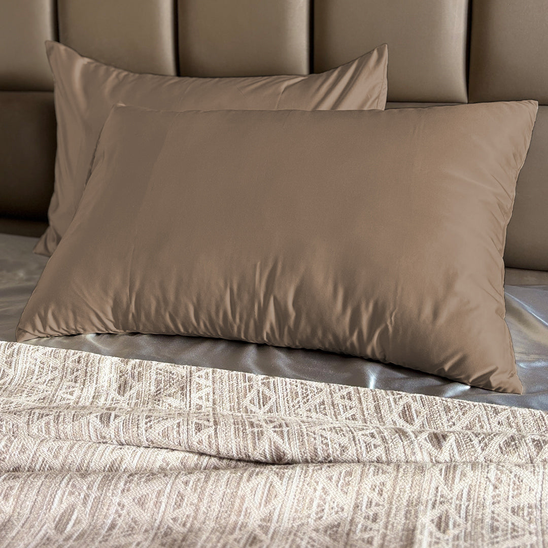 Brown Satin Pillow Covers - Set of 2