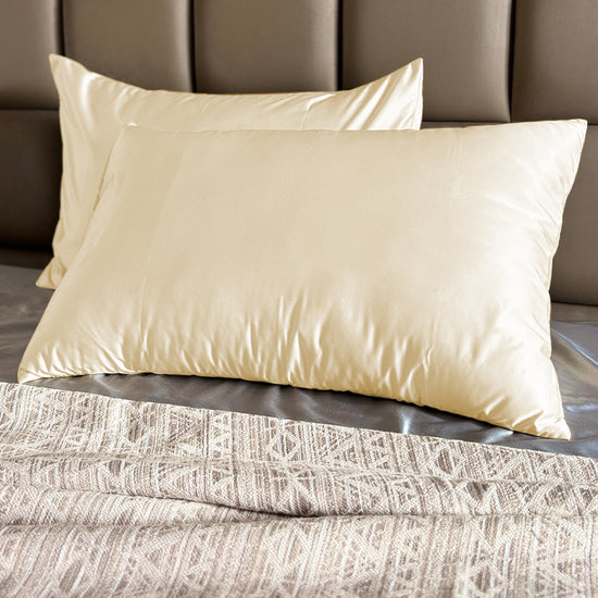 Cream Satin Pillow Covers - Set of 2