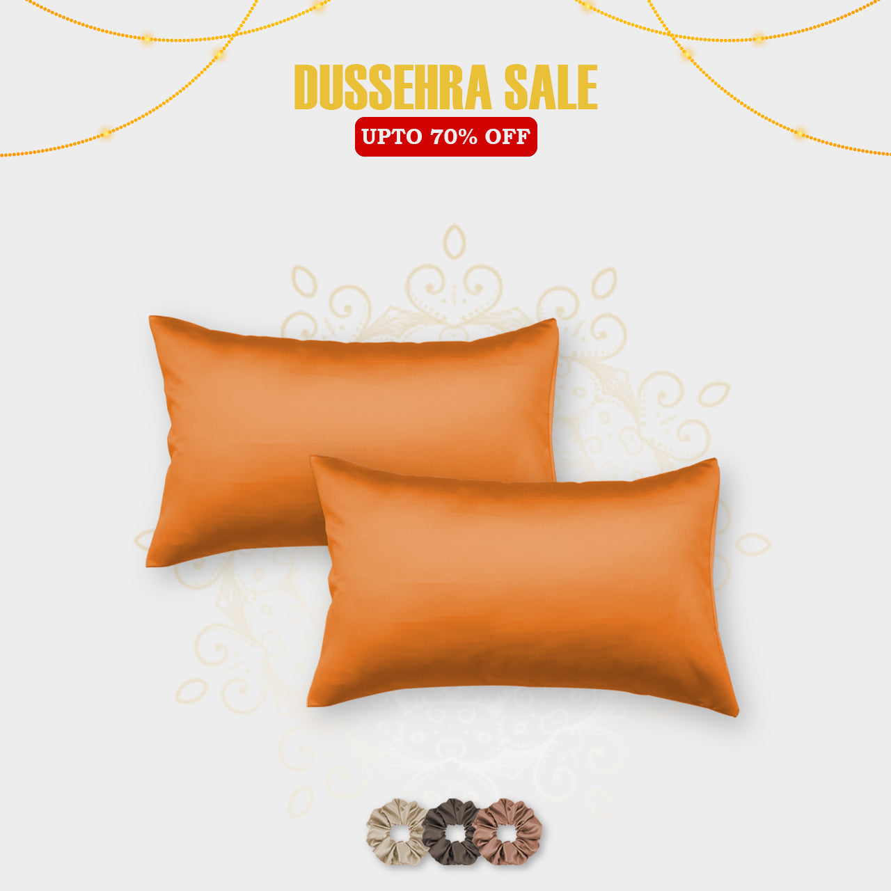 Satin Pillow Covers - Set of 2 (With 3 Free Scrunchies)