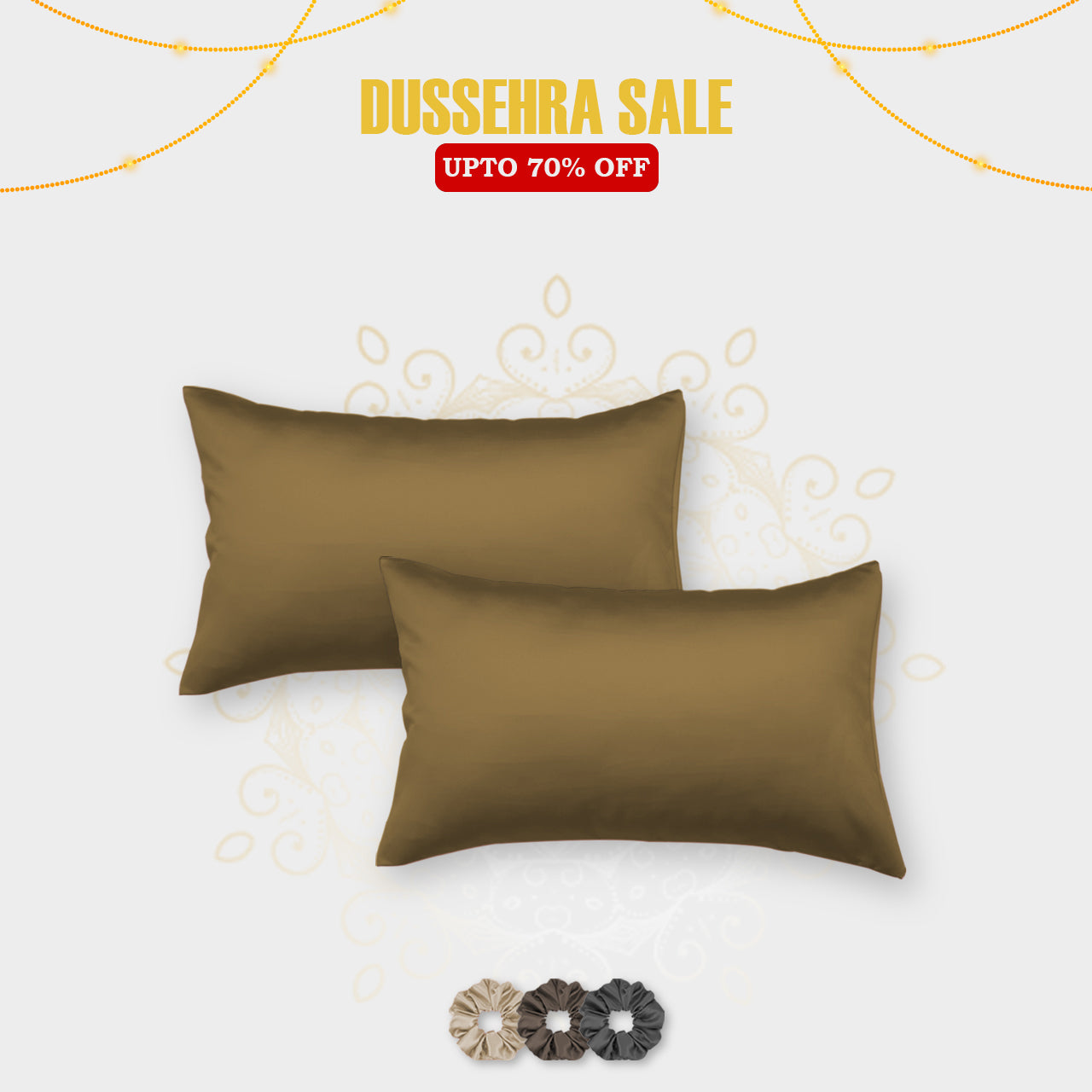Satin Pillow Covers - Set of 2 (With 3 Free Scrunchies)