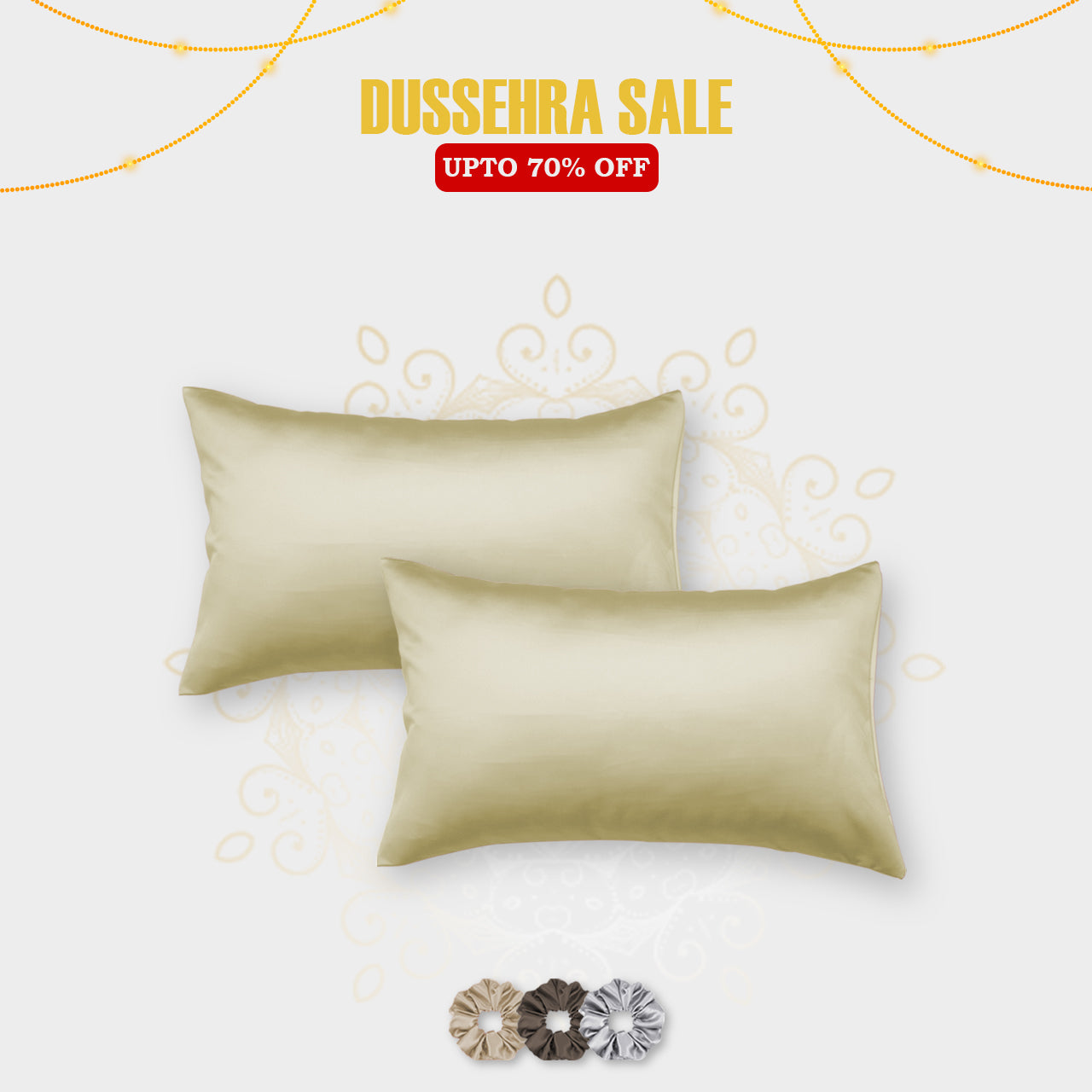 Satin Pillow Covers - Set of 2 (With 3 Free Scrunchies)