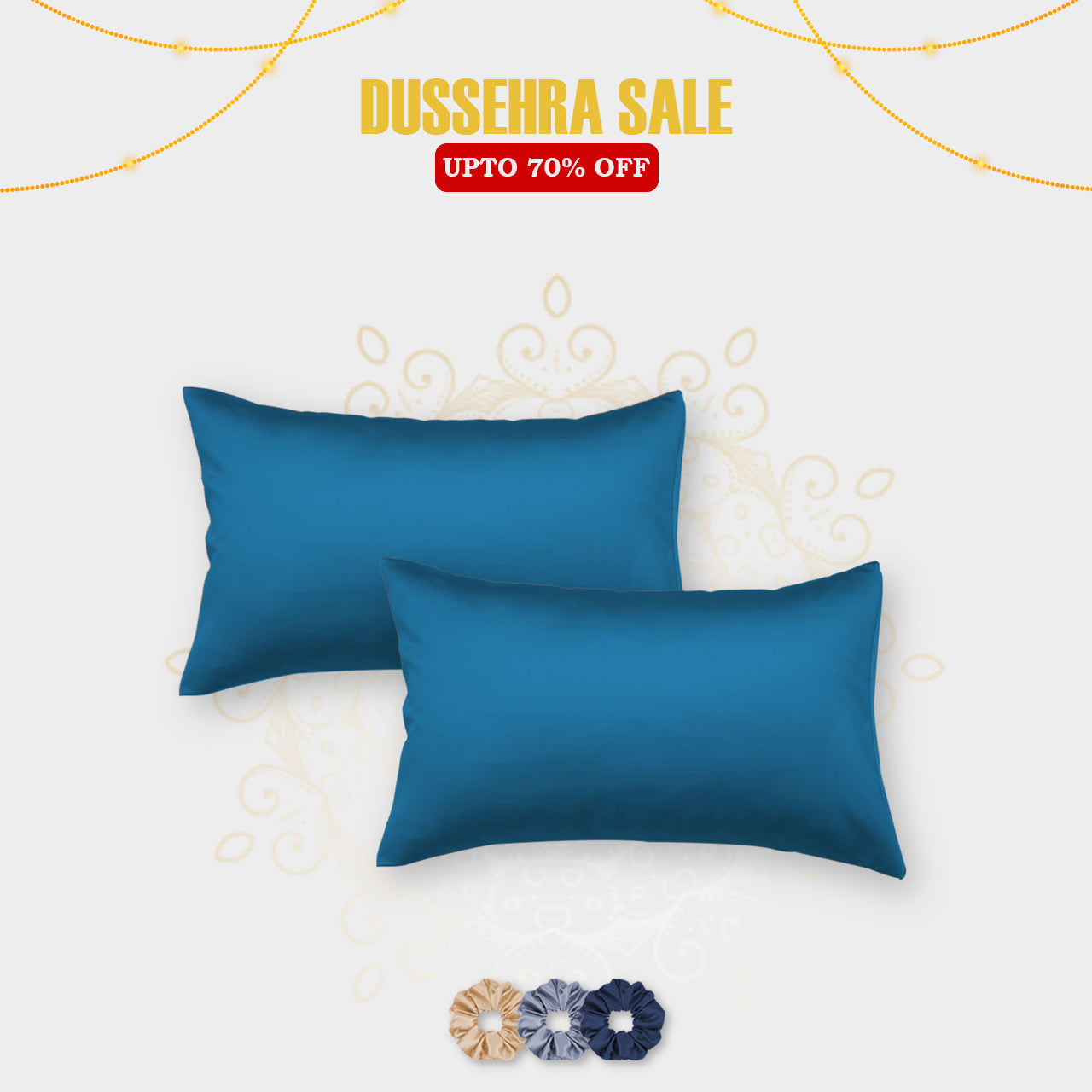 Satin Pillow Covers - Set of 2 (With 3 Free Scrunchies)