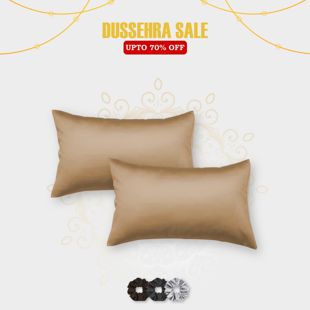 Satin Pillow Covers - Set of 2 (With 3 Free Scrunchies)