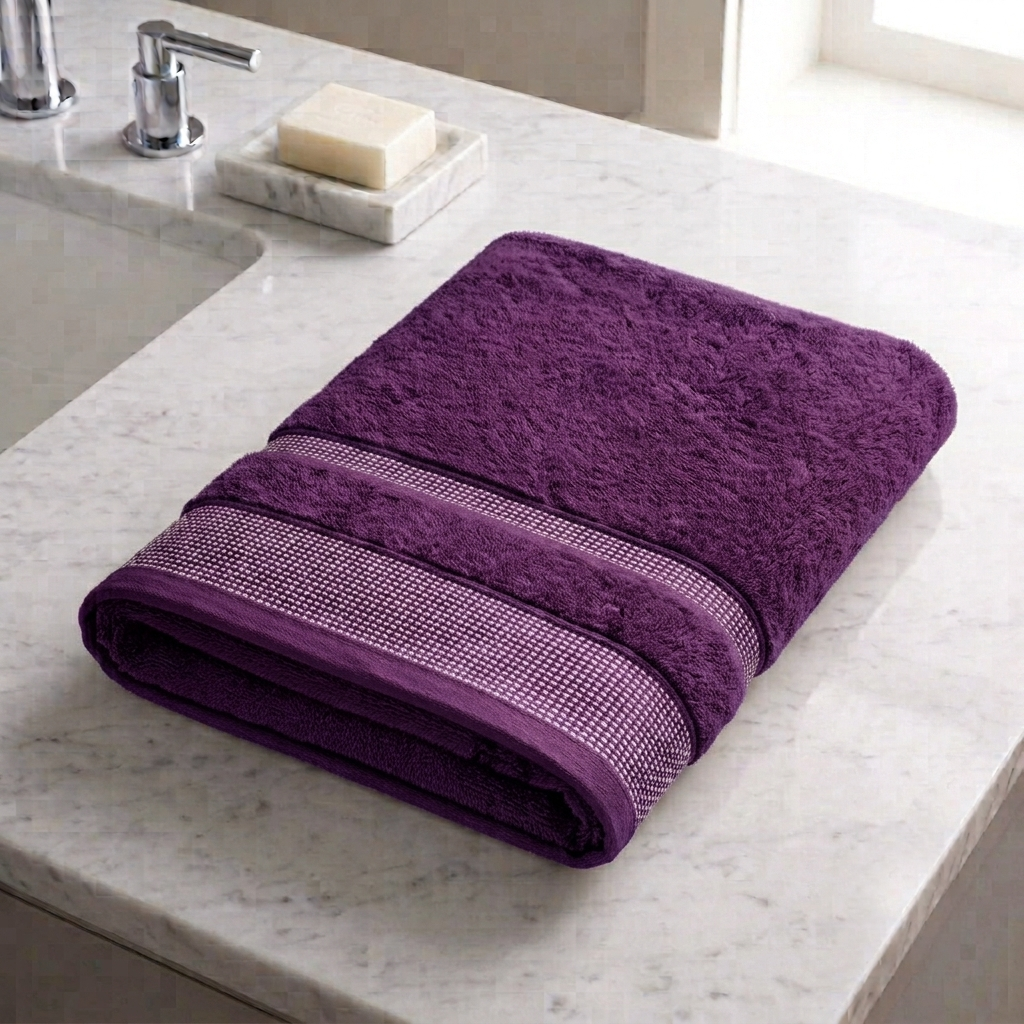 Zev Purple Bath Towel - 400 GSM