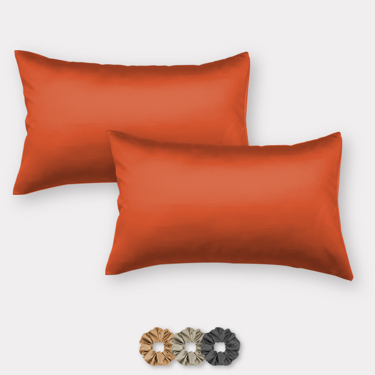 Satin Pillow Covers - Set of 2 (With 3 Free Scrunchies)