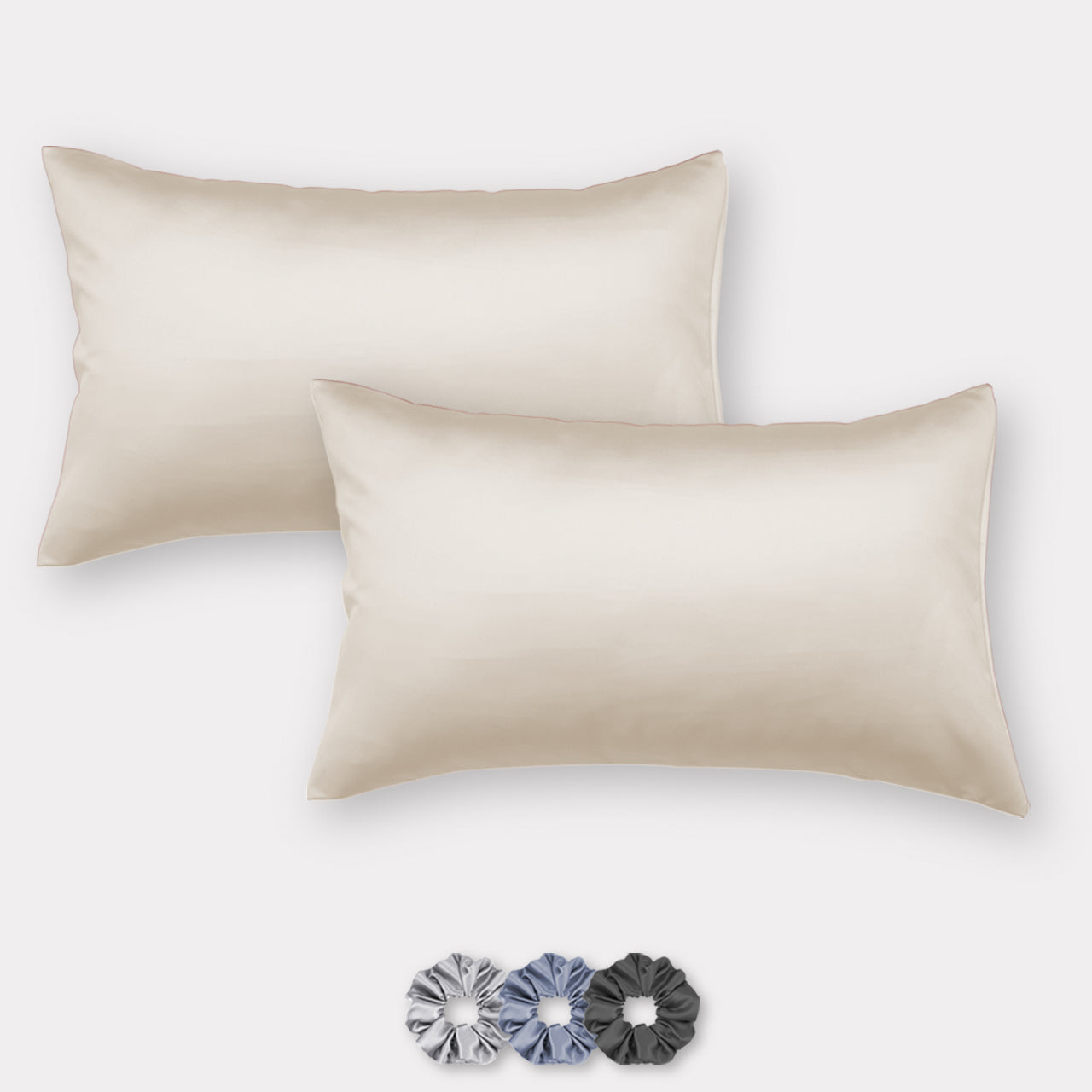 Satin Pillow Covers - Set of 2 (With 3 Free Scrunchies)