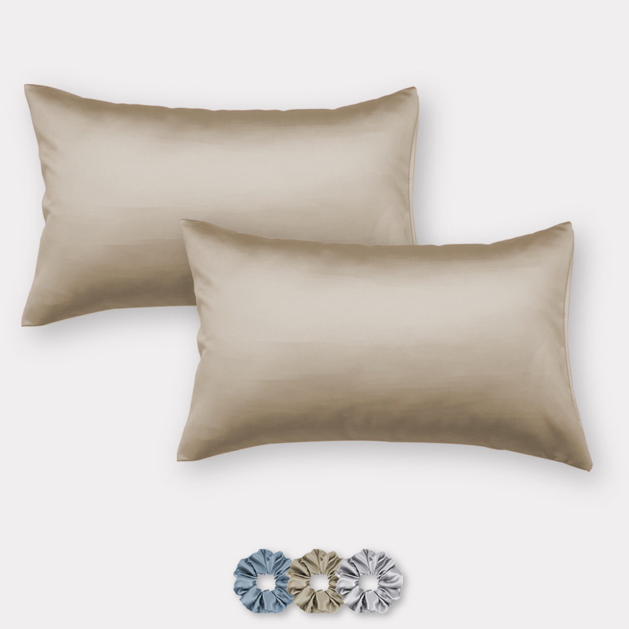 Satin Pillow Covers - Set of 2 (With 3 Free Scrunchies)