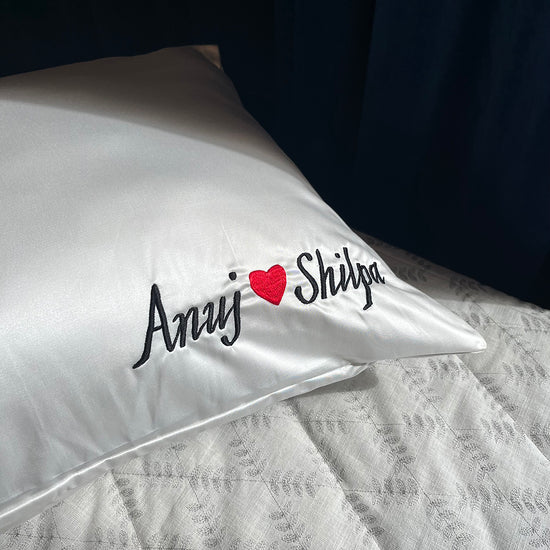 Personalized Satin Pillow Covers - Pack of 2 (With 3 free scrunchies)