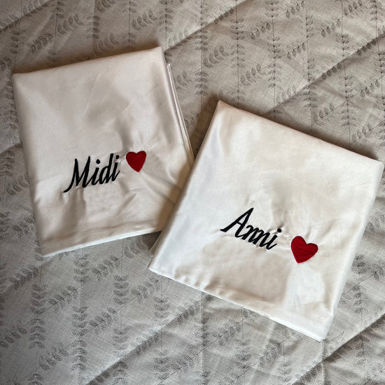Personalized Satin Pillow Covers - Pack of 2 (With 3 free scrunchies)